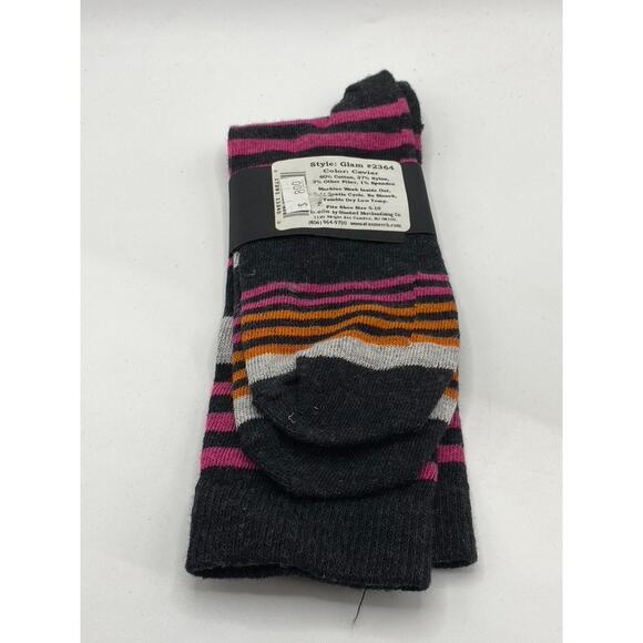 B.ELLA Women's Black Caviar Knit Cotton-Blend Striped Glam Crew Socks SZ OS - Picture 2 of 8